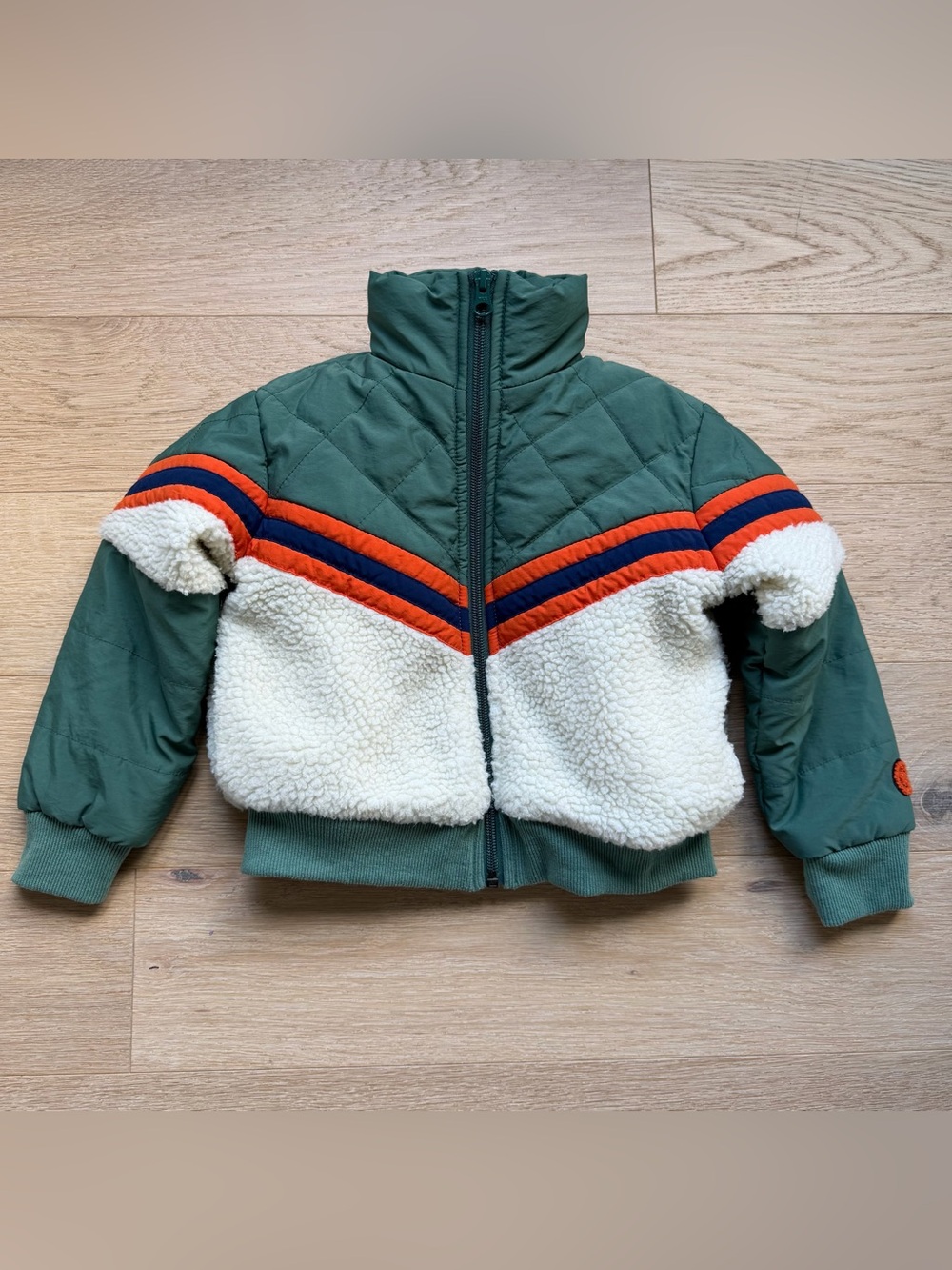 Goldie + Ace Frankie Sherpa Jacket Teal Cream 6-12M